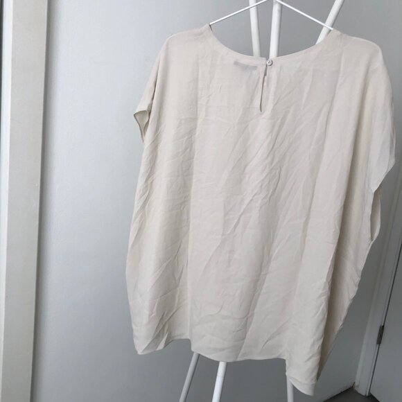 NWT EILEEN FISHER PLUS BONE SILK GEORGETTE CREW NECK TOP $228 3X - Picture 6 of 7